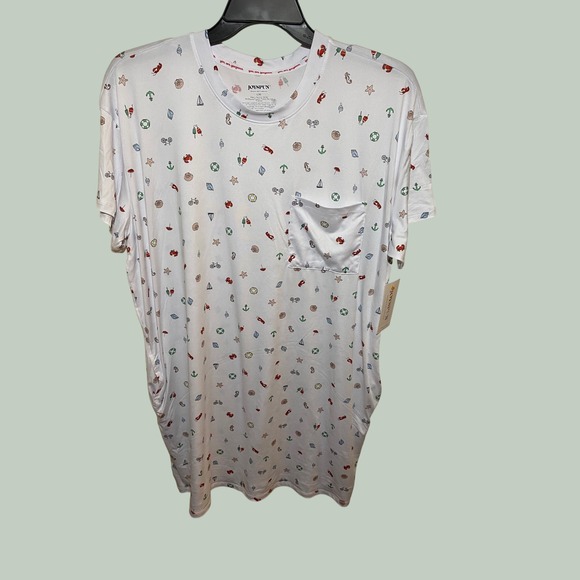 Joyspun Other - Joyspun Women Sleepshirt L/XL White Nautical Lobster Crab Shell Pocket Nightgown